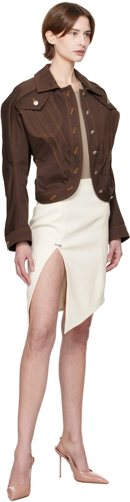 MUGLER Midi Skirt With Pinces In Bianco