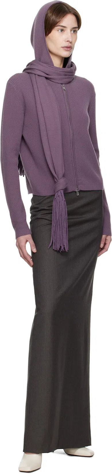 AARON ESH Gray Pencil Maxi Skirt In Grey Wool
