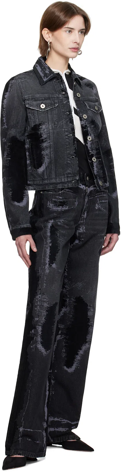 JEAN PAUL GAULTIER Black 'the Flocked' Denim Jacket In 06 Vintageblack