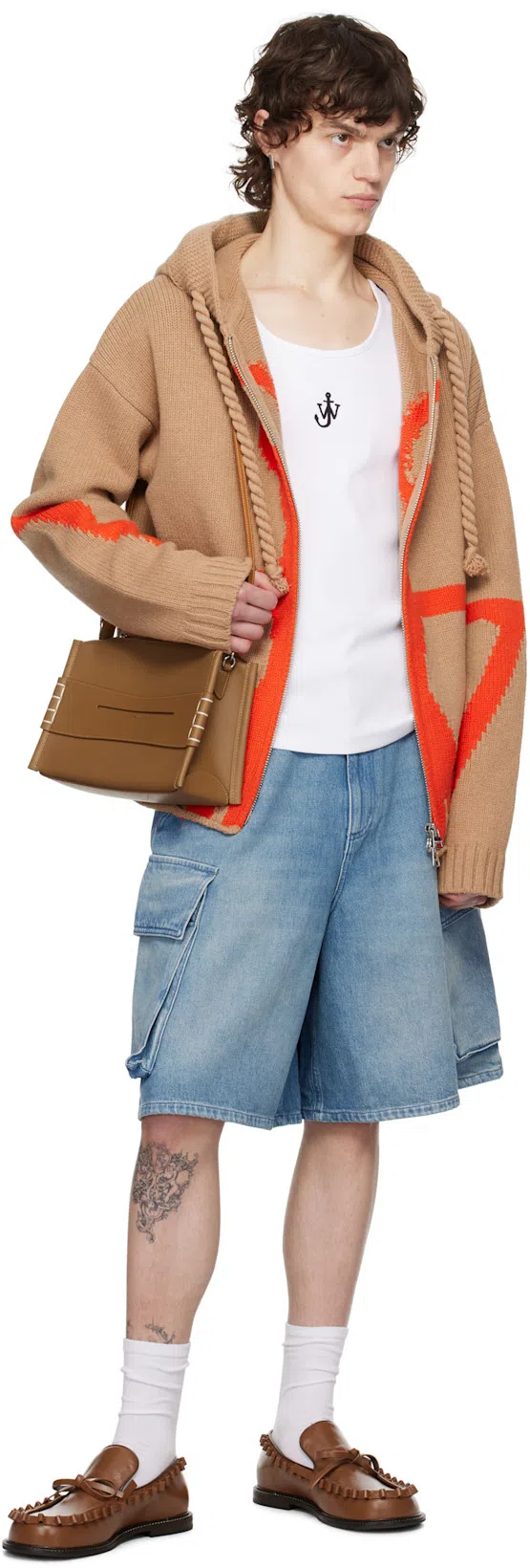 JW ANDERSON J. W. Anderson Delavé Wide-leg Cotton Denim Bermuda Shorts In Blue