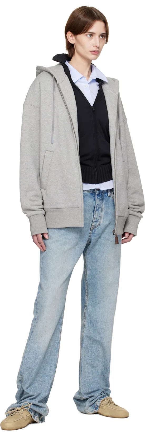 FAX COPY EXPRESS Gray Fleece Lined Loose Hoodie In Grey