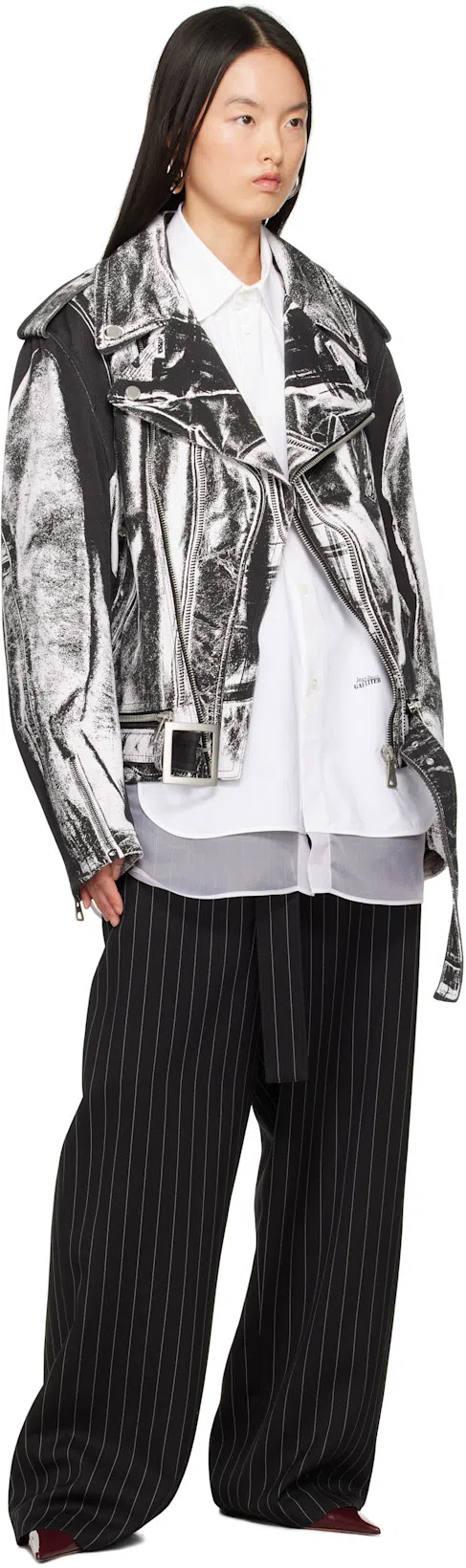 JEAN PAUL GAULTIER Black & White 'the Trompe-l'œil Perfecto' Denim Jacket In 0001 Black/white