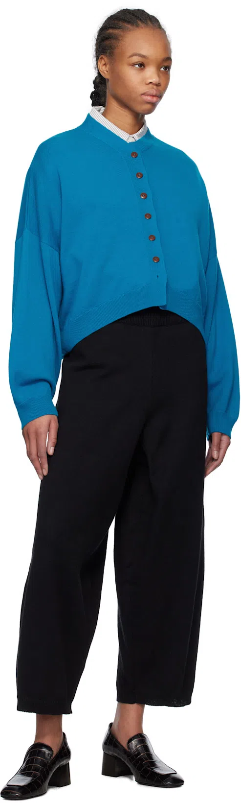 TOTÊME Toteme The Block Heel Croc Embossed Loafer In Dark Brown