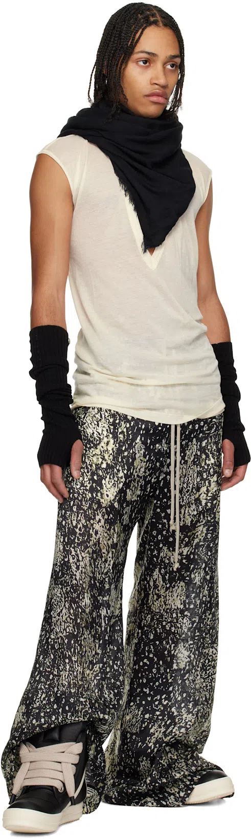 RICK OWENS Geometric High-top Sneakers Unique Laces In Black