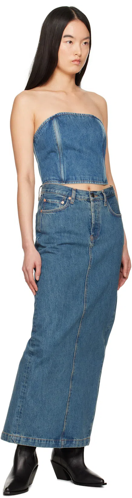 WARDROBE.NYC Wardrobe. Nyc Denim Column Skirt Indigo