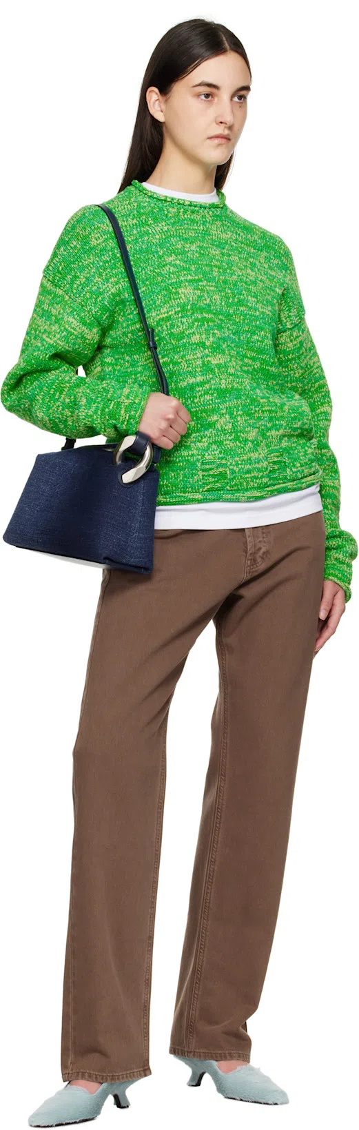 JW ANDERSON Green Space Dye Crewneck Sweater