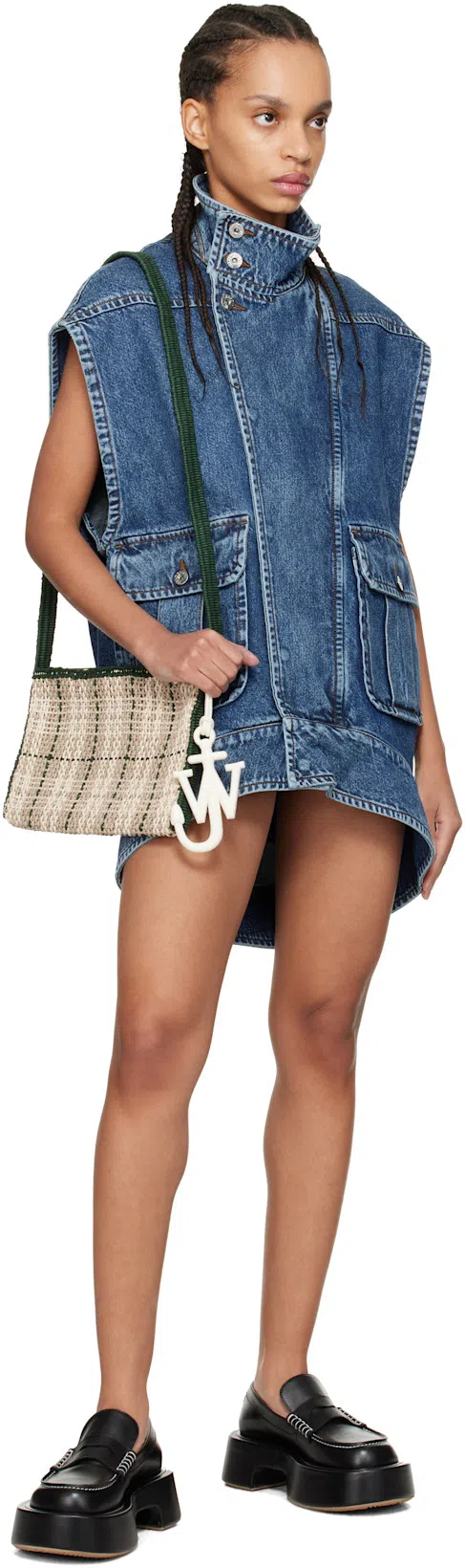 JW ANDERSON High-neck Denim Gilet In Blue