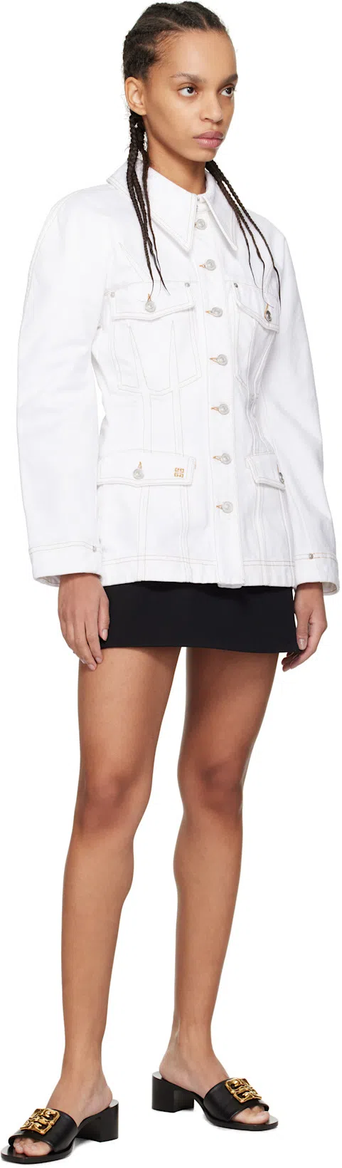 GIVENCHY Denim Buttoned Jacket In White