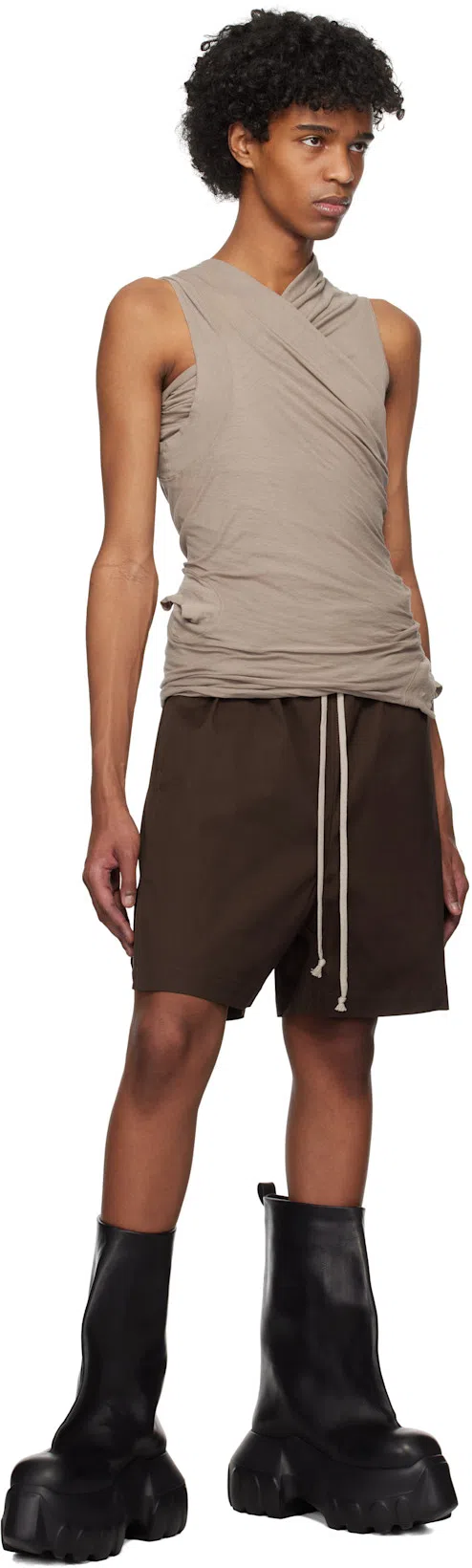 RICK OWENS Black Hollywood Flared Mega Tractor Boots In 09 Black