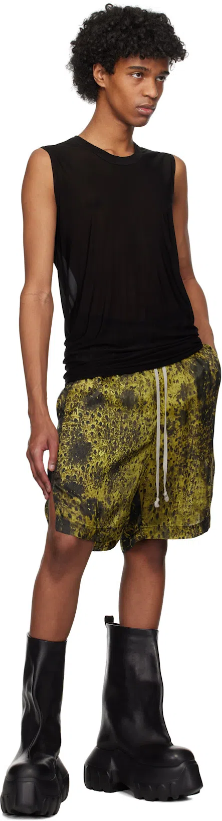 RICK OWENS Black Hollywood Flared Mega Tractor Boots In 09 Black