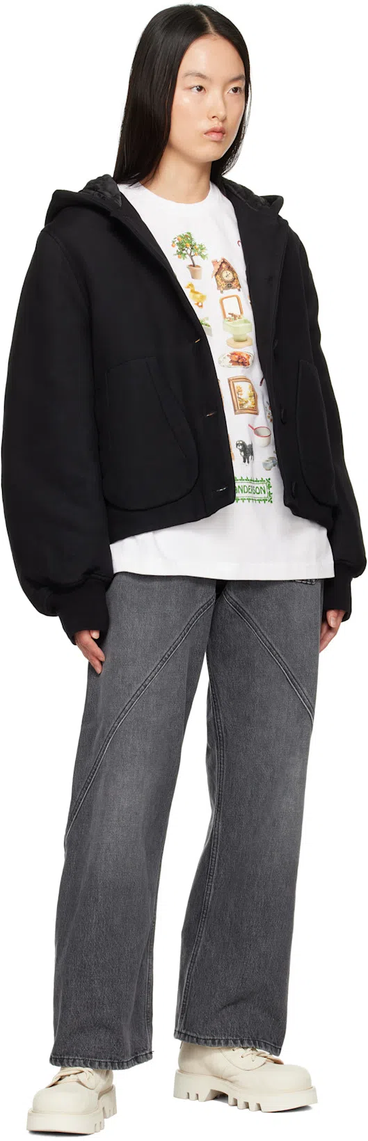 JW ANDERSON Hooded Blouson Jacket In Black