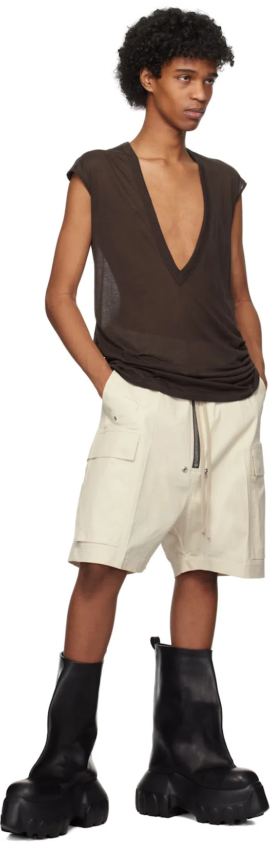 RICK OWENS Black Hollywood Flared Mega Tractor Boots In 09 Black