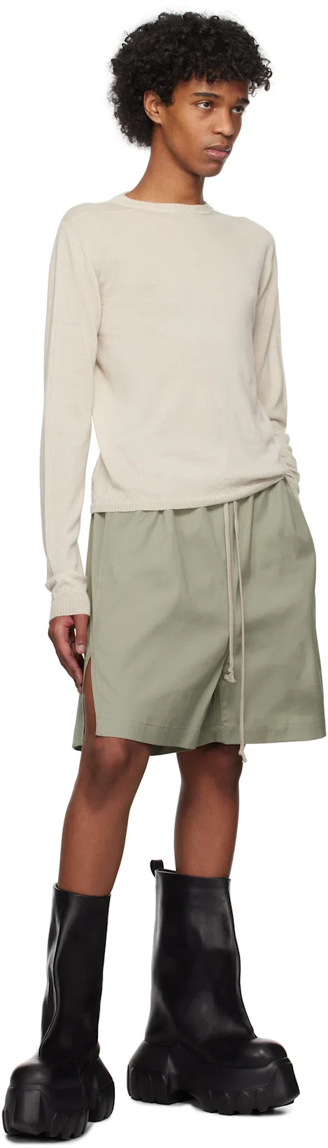 RICK OWENS Black Hollywood Flared Mega Tractor Boots In 09 Black