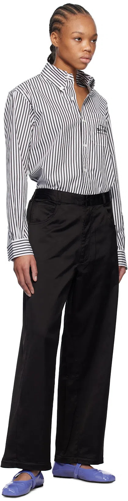 MARNI Bow Patent Leather Mary Jane Ballerina Flats In 00b26 Blue Lilac