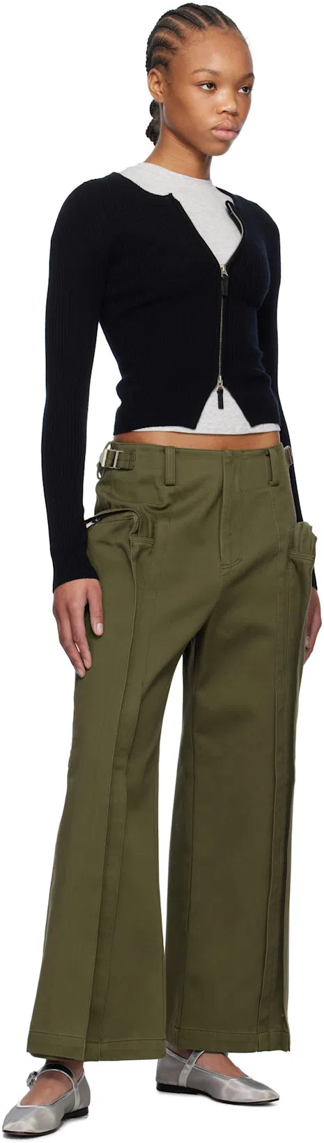 FAX COPY EXPRESS Khaki Vertical Pocket Cargo Pants In Olive
