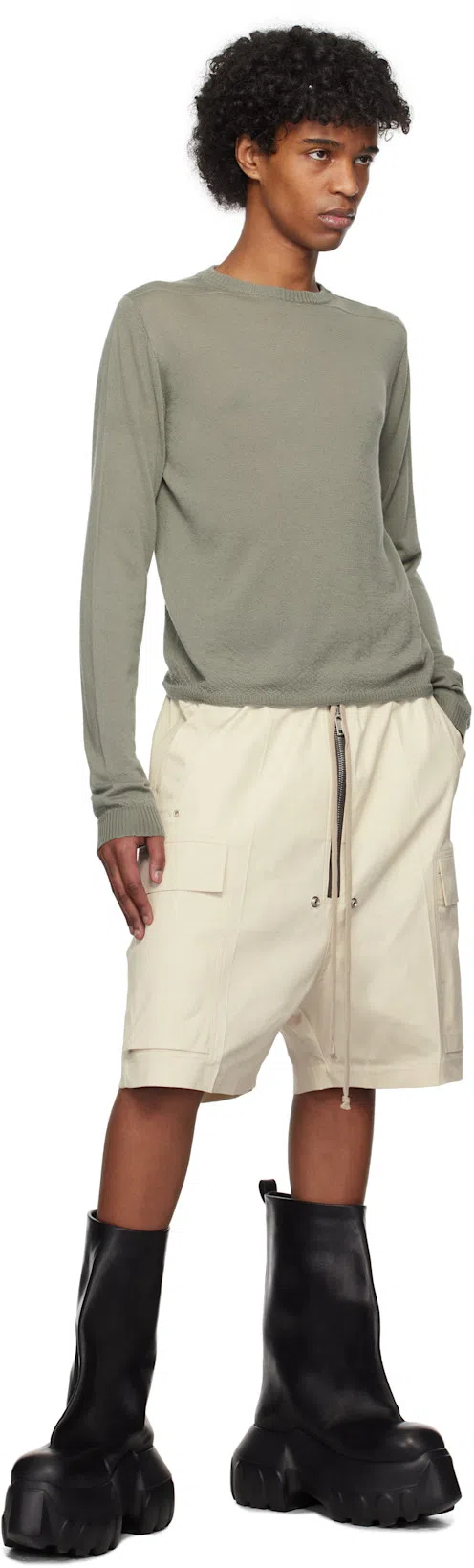 RICK OWENS Black Hollywood Flared Mega Tractor Boots In 09 Black