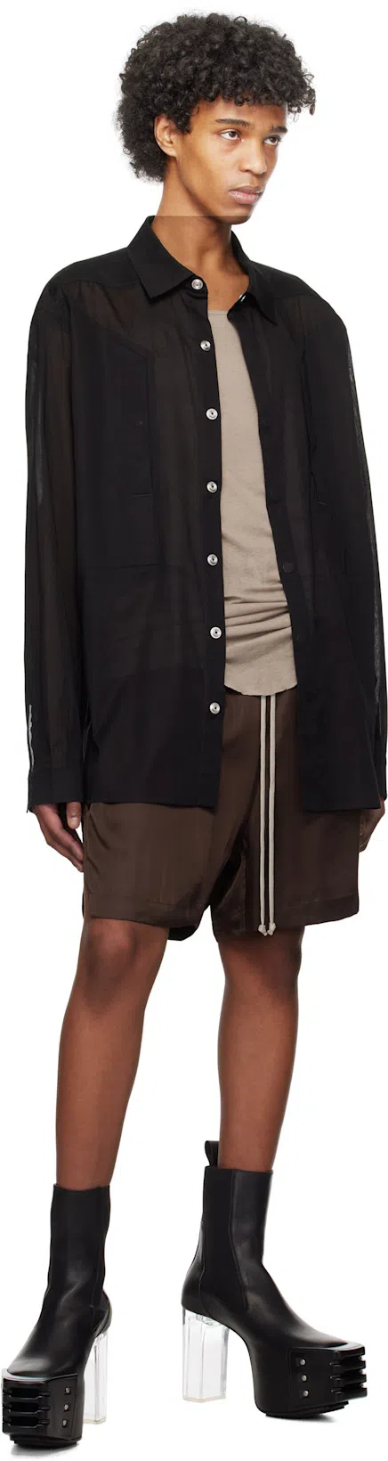 RICK OWENS Black Hollywood Grilled Kiss 45 Chelsea Boots In 90 Black/clear