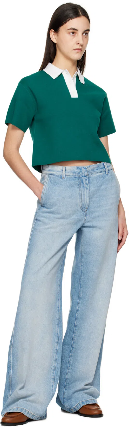 DRIES VAN NOTEN Elasticated-waist Pleated Wide-leg Jeans In Light Blue