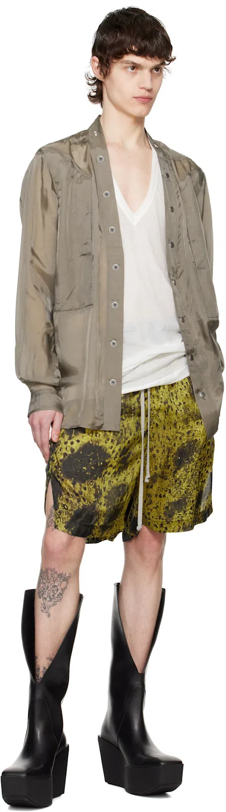 RICK OWENS Black Hollywood Sliver Platform Winged Kowboys Tall Boots In 09 Black