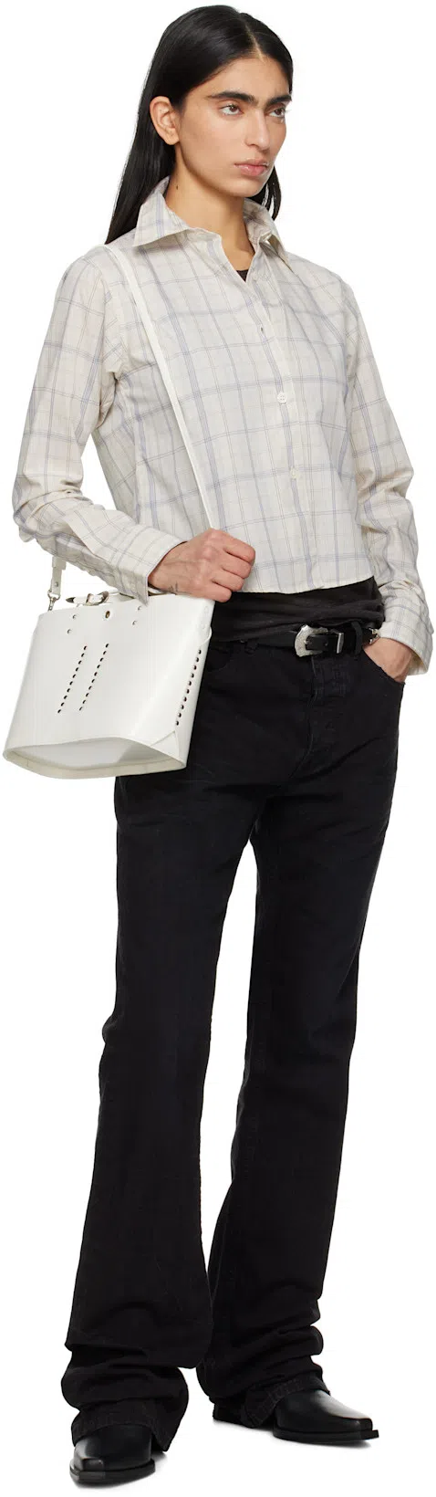 MFPEN Off-white Writers Shirt In Ivory Check