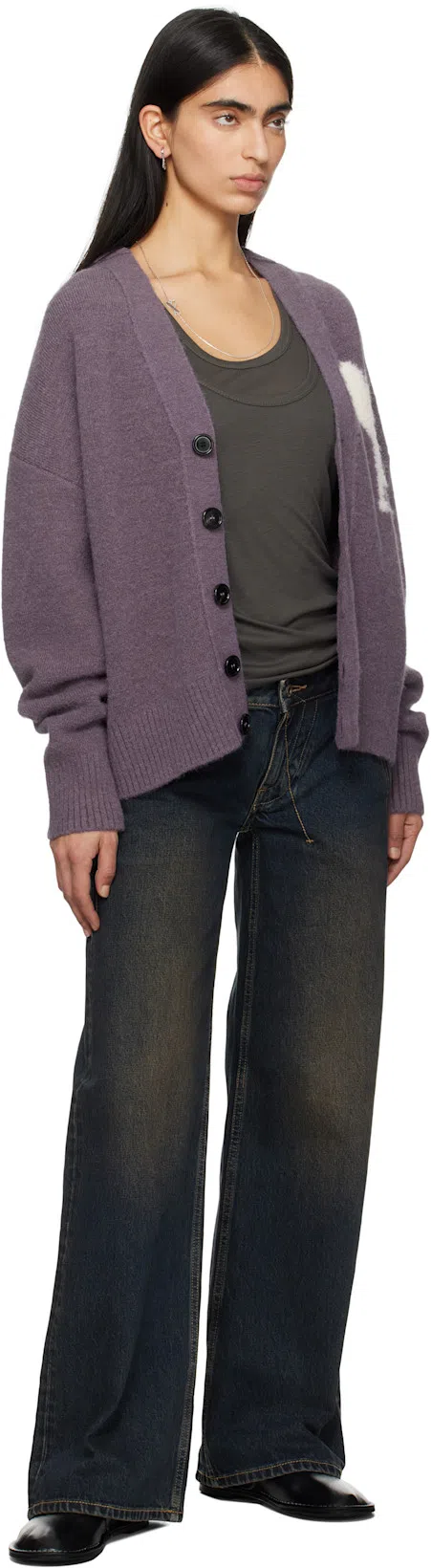 AMI ALEXANDRE MATTIUSSI Midi One Cut Shoes In White Cream