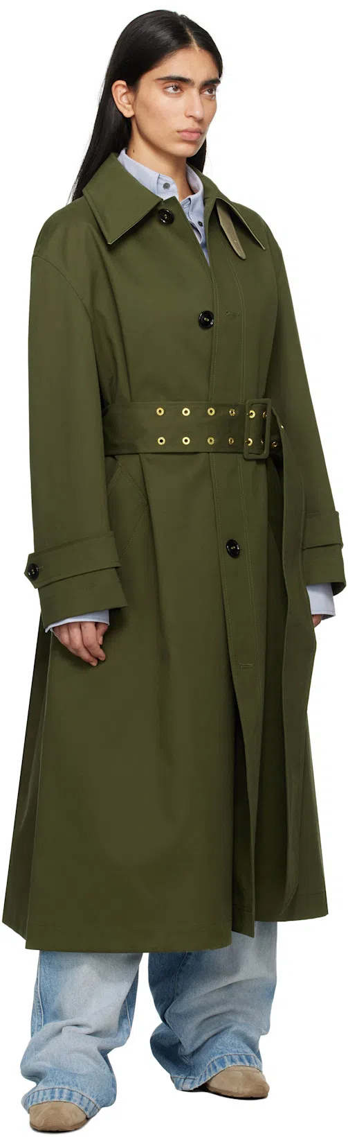 DRIES VAN NOTEN Elasticated-waist Pleated Wide-leg Jeans In Light Blue