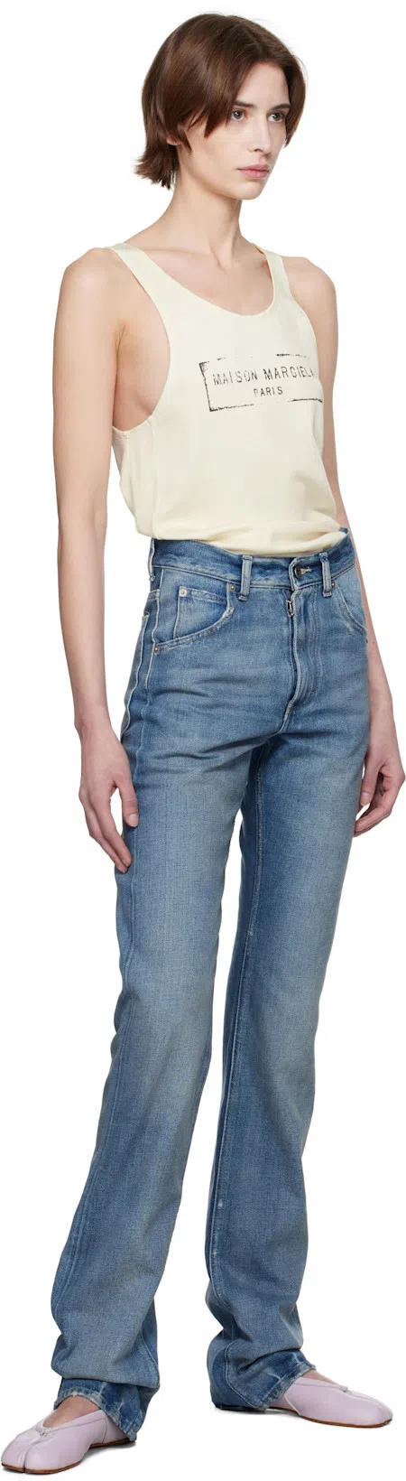 MAISON MARGIELA Logo-print Tank Top In White