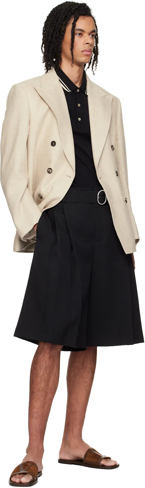 VALENTINO Beige Double-breasted Blazer In 0ne Naturale