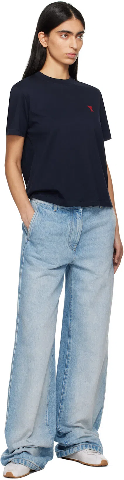 DRIES VAN NOTEN Elasticated-waist Pleated Wide-leg Jeans In Light Blue