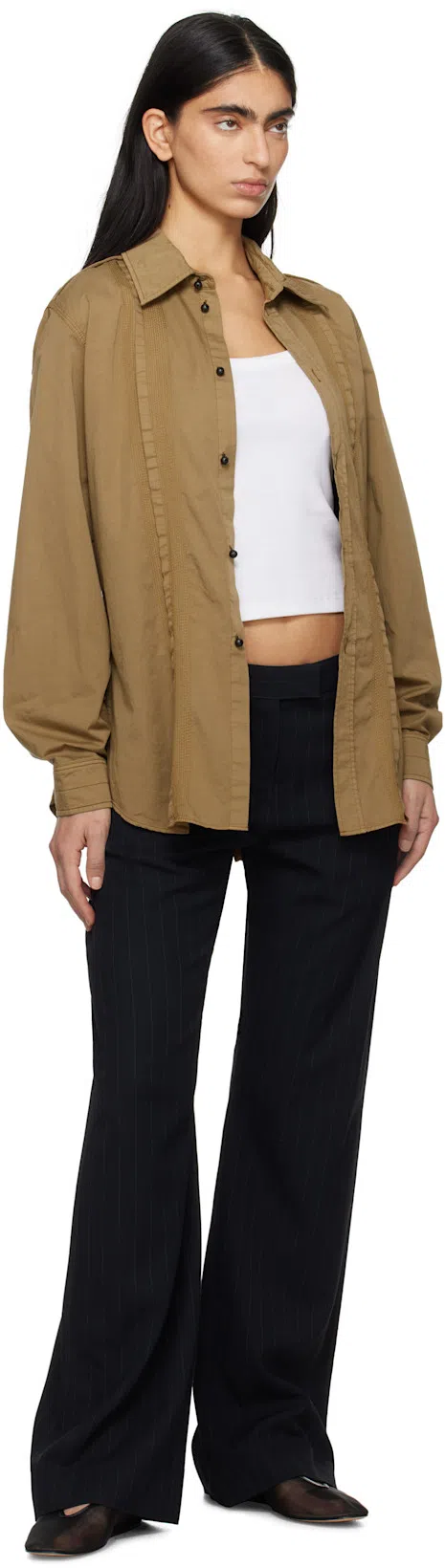 LE MONDE BERYL Luna Mesh Ballerina Flats In Black Glitter