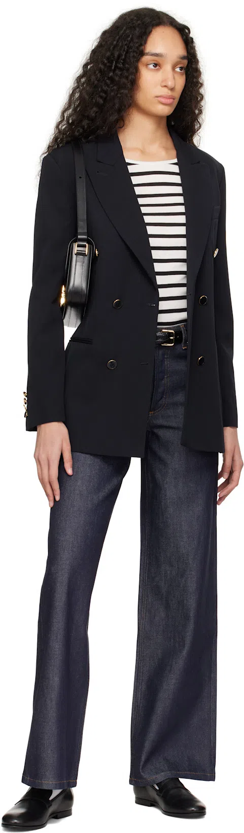 A.P.C. Compact Black Calf Leather Shoulder Bag With Adjustable Strap