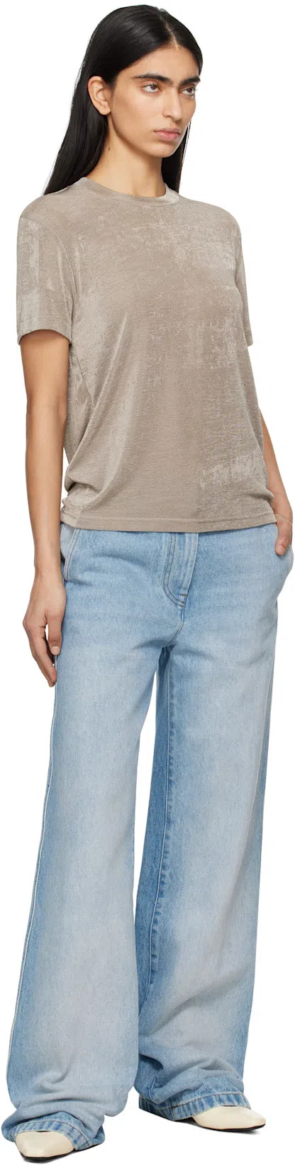 DRIES VAN NOTEN Elasticated-waist Pleated Wide-leg Jeans In Light Blue
