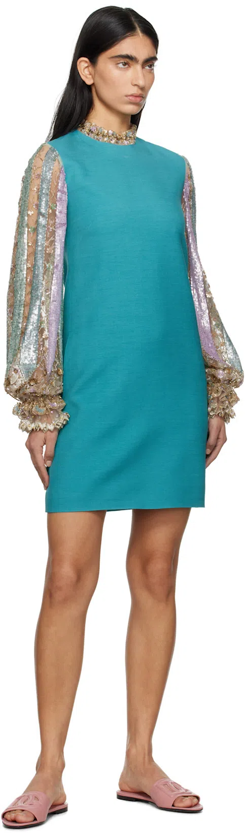 DOLCE & GABBANA 10mm Bianca Leather Slide Sandals In Pink