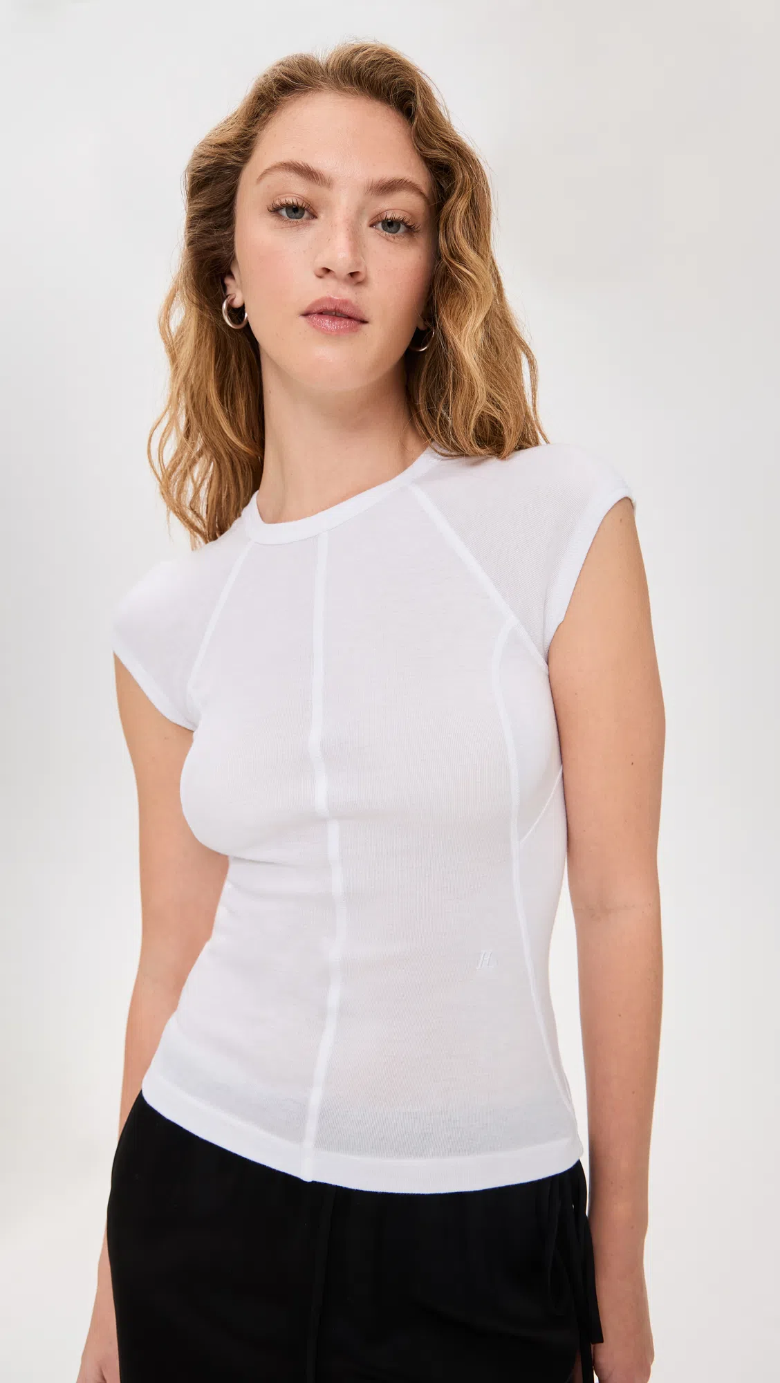 HELMUT LANG Slim Fit Sheer Cap Sleeve T-shirt In White