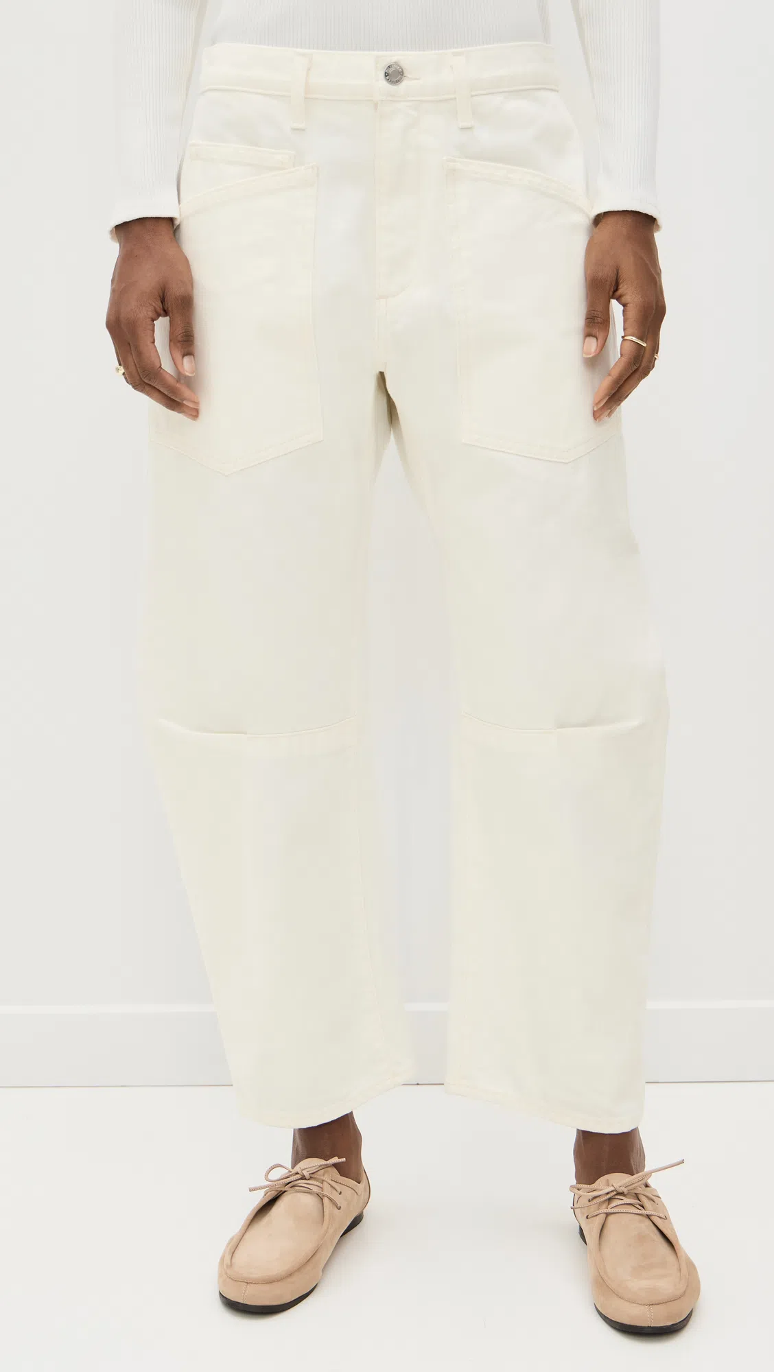 NILI LOTAN Shon Barrel Jeans In Cream In White