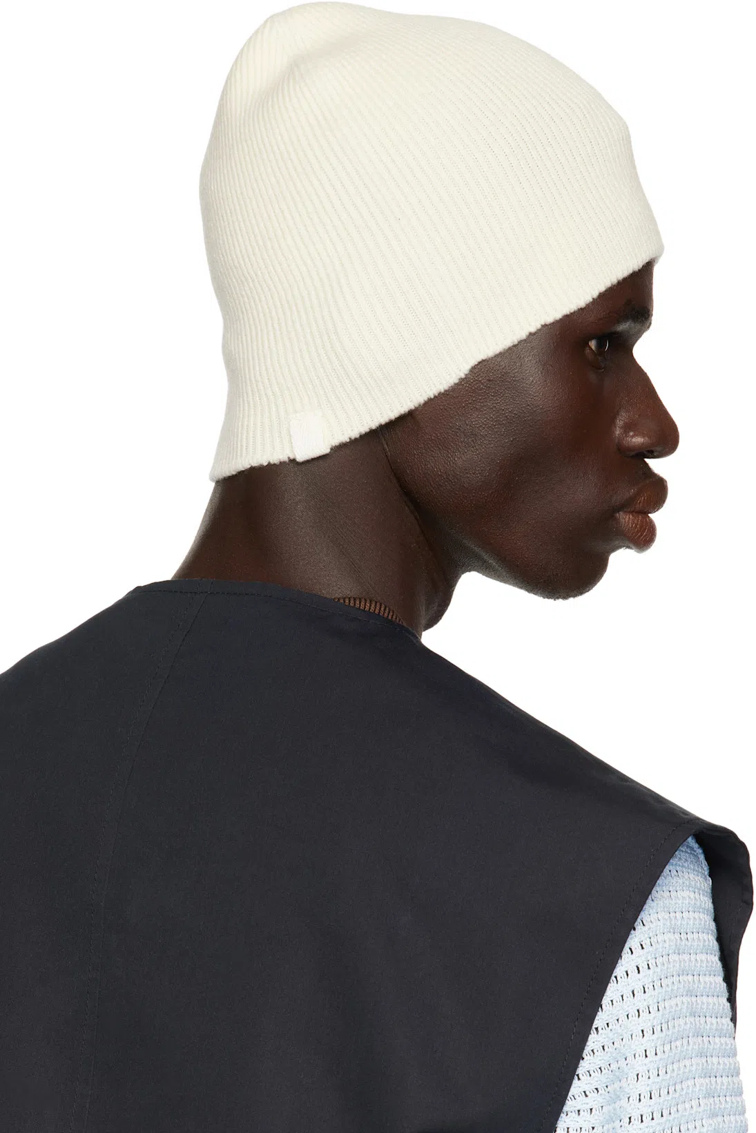 JIL SANDER Textured Deep V-neck T-shirt In Blue