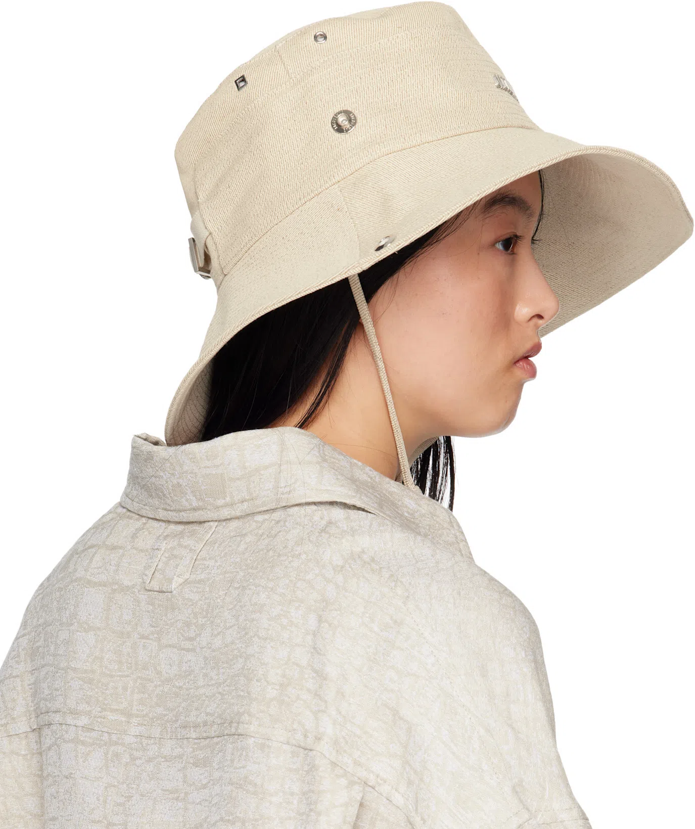 JACQUEMUS The Pasadena Oversize Croc Pattern Button-up Shirt In Croco Beige