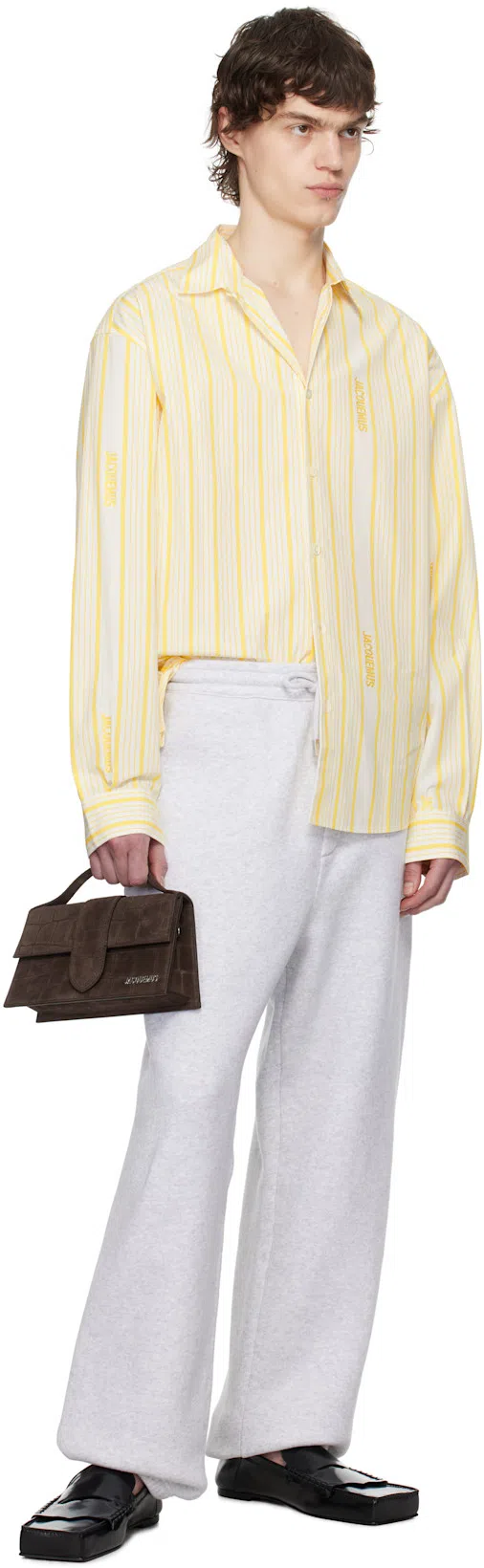 JACQUEMUS Simon Striped Long Sleeve Shirt In Yellow