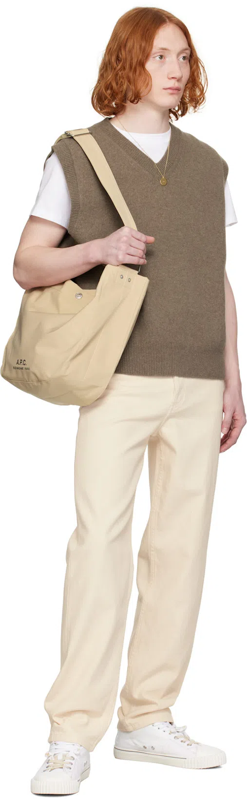 APC Beige Journal Satchel Bag In Baa Beige