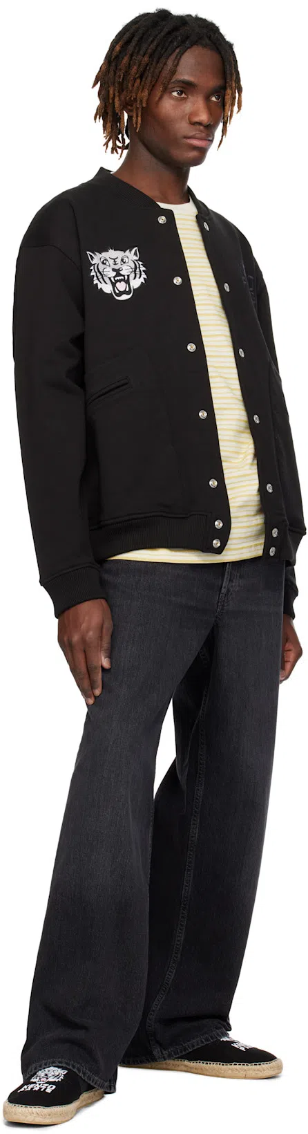 KENZO Happy Tiger Embroidered Bomber Jacket In Black
