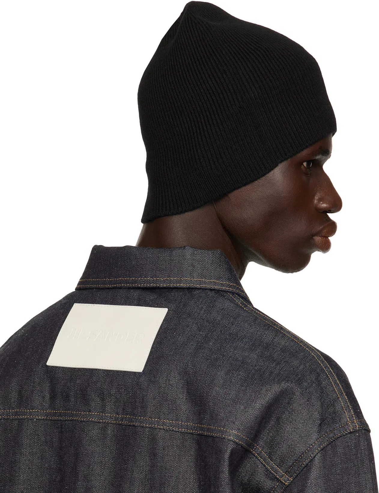 JIL SANDER Textured Deep V-neck T-shirt In Blue