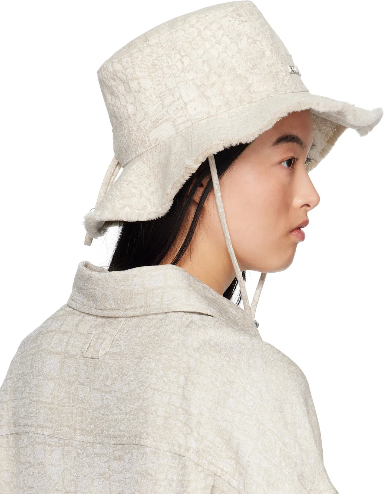 JACQUEMUS The Pasadena Oversize Croc Pattern Button-up Shirt In Croco Beige