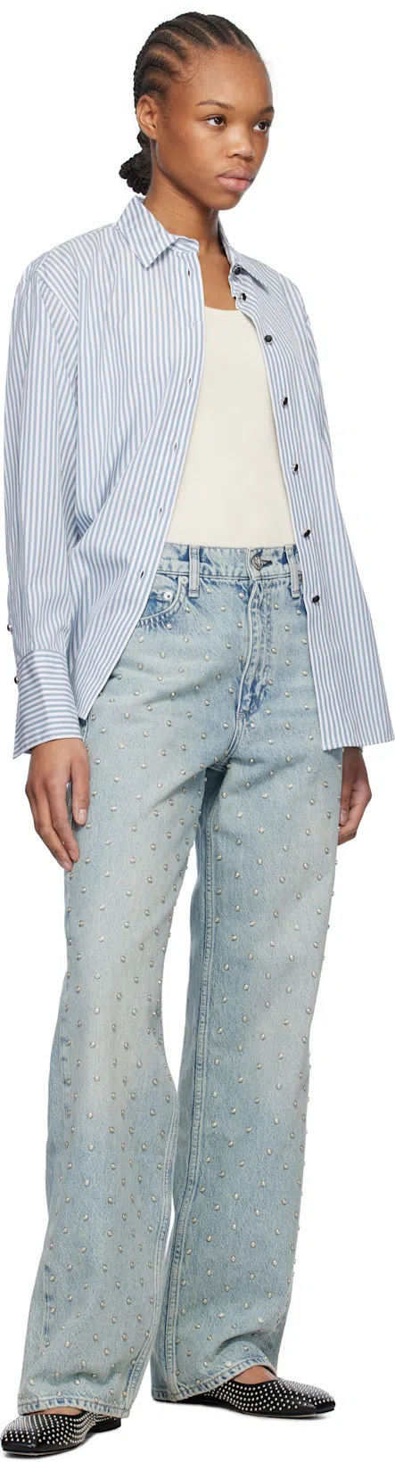 RAG & BONE Blue Shea Relaxed Straight Jeans