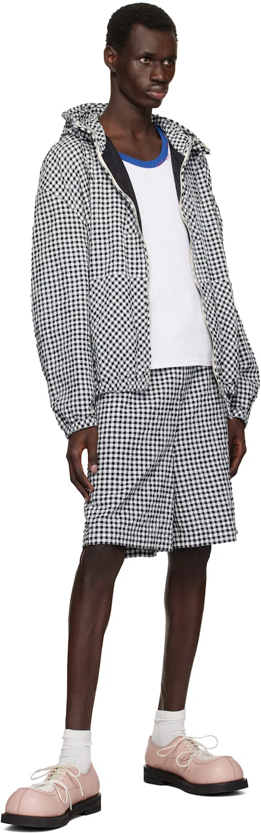 MARNI Check-pattern Hooded Jacket In Chn99 Black