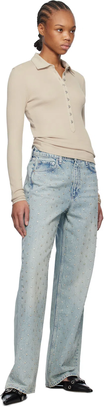 RAG & BONE Blue Shea Relaxed Straight Jeans