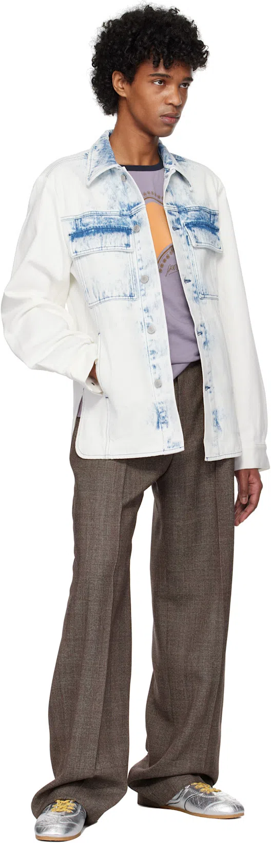 DRIES VAN NOTEN Faded Denim Shirt With Front Pockets In Multi