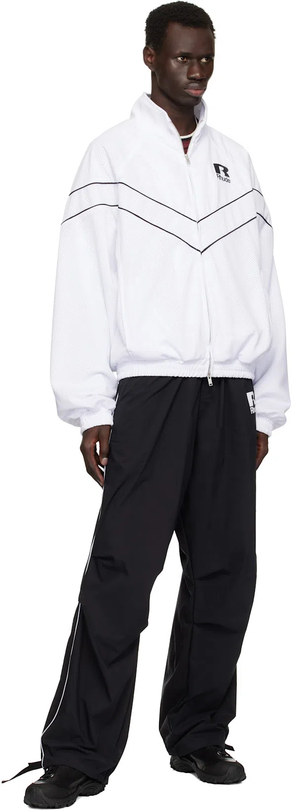 RHUDE Piped Raglan Sleeve Track Jacket In Stark White 2994