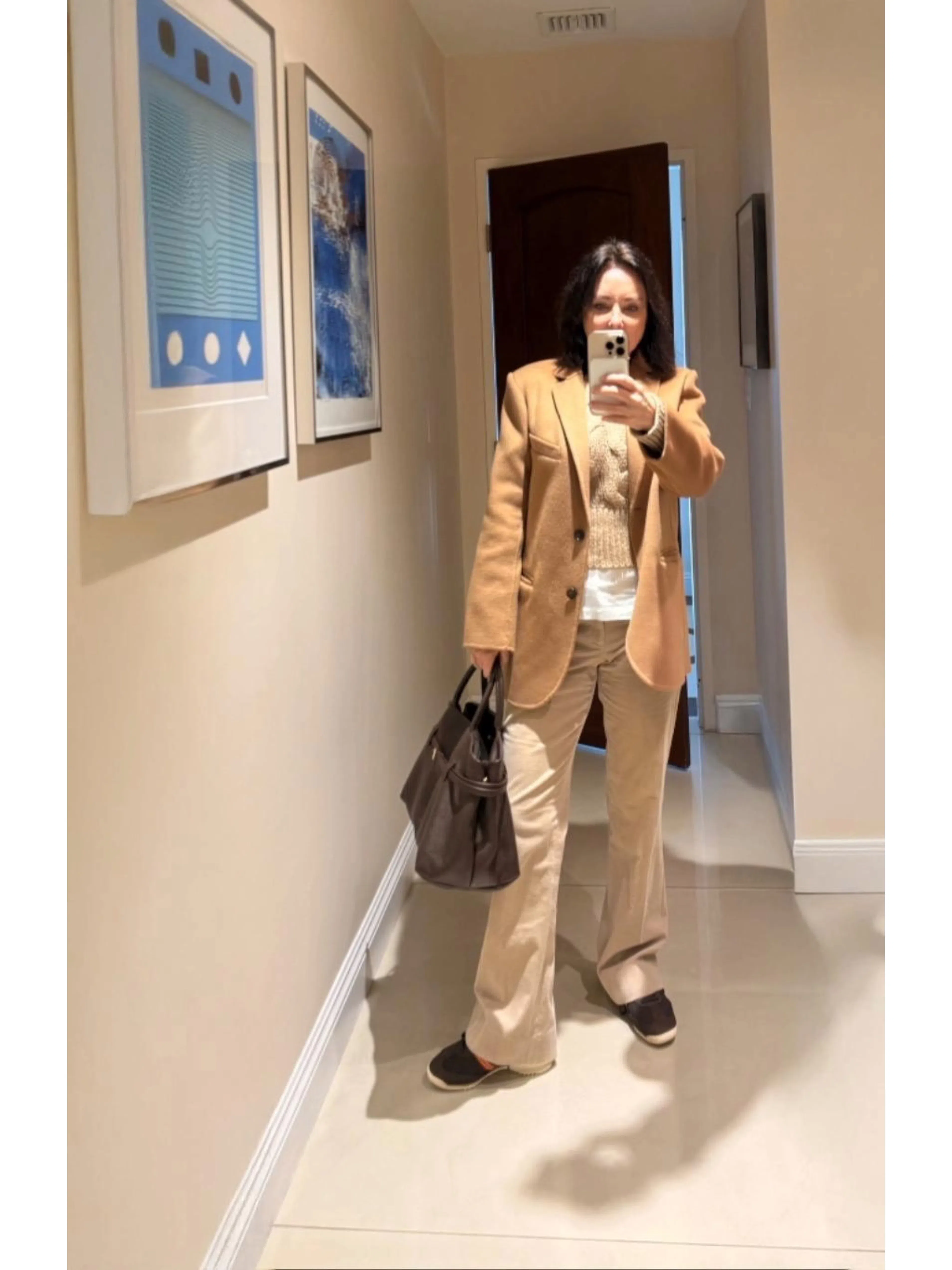 ANINE BING Oversized Wool-cashmere Blend Blazer In Brown