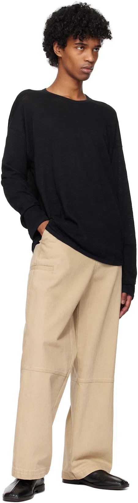 LEMAIRE Leather Loafers Square Toe Seam Detailing In Black