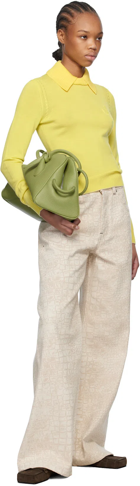 JACQUEMUS The Tricot J Logo Knit Polo Sweater In Yellow